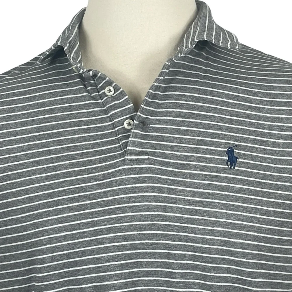 Men's Polo Ralph Lauren Classic‎ Fit Grey Heather Stripes Soft Feel Cotton 0274